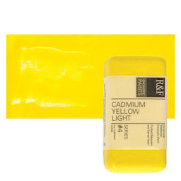 R&F Encaustic Paint Block - Cadmium Yellow Light, 40 ml block and swatch