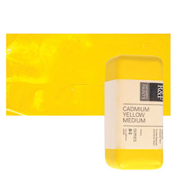 R&F Encaustic Paint Block - Cadmium Yellow Medium, 104 ml block and swatch