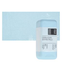 R&F Encaustic Paint Block - Cerulean Extra Pale, 104 ml block and swatch