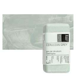 R&F Encaustic Paint Block - Cerulean Gray, 40 ml, Block and swatch