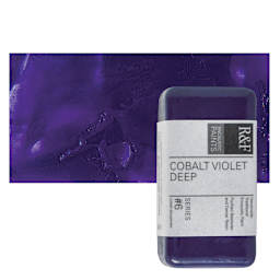 R&F Encaustic Paint Block - Cobalt Violet Deep, 40 ml block and swatch