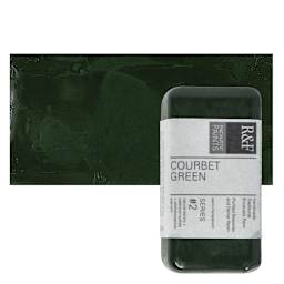 R&F Encaustic Paint Block - Courbet Green, 40 ml block and swatch