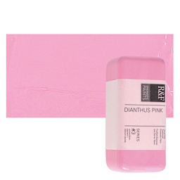 R&F Encaustic Paint Block - Dianthus Pink, 104 ml block and swatch