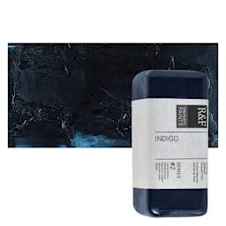 R&F Encaustic Paint Block - Indigo, 104 ml block and swatch