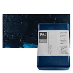 R&F Encaustic Paint Block - Indigo, 333 ml block and swatch