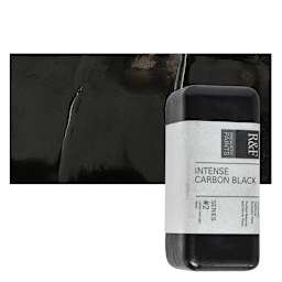 R&F Encaustic Paint Block - Intense Carbon Black, 104 ml block and swatch