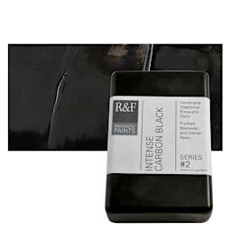 R&F Encaustic Paint Block - Intense Carbon Black, 333 ml block and swatch