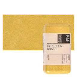 R&F Encaustic Paint Block - Iridescent Brass, 40 ml block and swatch