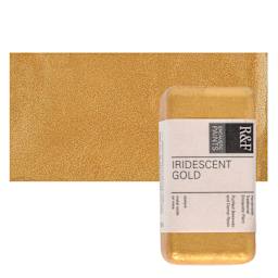 R&F Encaustic Paint Block - Iridescent Gold, 40 ml block and swatch