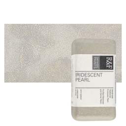 R&F Encaustic Paint Block - Iridescent Pearl, 40 ml block and swatch