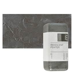 R&F Encaustic Paint Block - Iridescent Pewter, 104 ml block and swatch