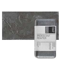 R&F Encaustic Paint Block - Iridescent Pewter, 40 ml block and swatch