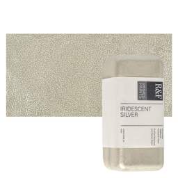 R&F Encaustic Paint Block - Iridescent Silver, 104 ml block and swatch