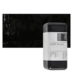 R&F Encaustic Paint Block - Ivory Black, 104 ml block and swatch