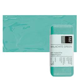R&F Encaustic Paint Block - Malachite Green, 104 ml block and swatch