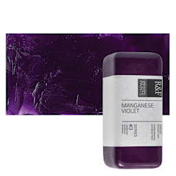 R&F Encaustic Paint Block - Manganese Violet, 104 ml block and swatch