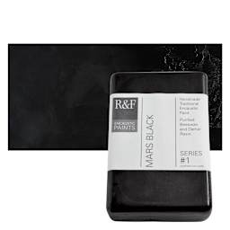 R&F Encaustic Paint Block - Mars Black, 333 ml block and swatch