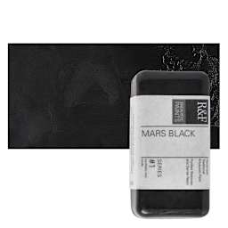 R&F Encaustic Paint Block - Mars Black, 40 ml block and swatch