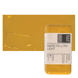 R&F Encaustic Paint Block - Mars Yellow Light, 40 ml block and swatch