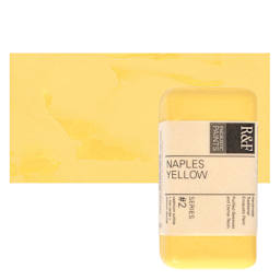 R&F Encaustic Paint Block - Naples Yellow, 40 ml block and swatch