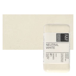 R&F Encaustic Paint Block - Neutral White, 40 ml block and swatch