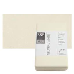 R&F Encaustic Paint Block - Neutral White, 333 ml block and swatch