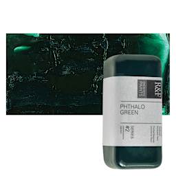 R&F Encaustic Paint Block - Phthalo Green, 104 ml block and swatch