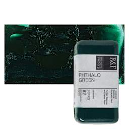 R&F Encaustic Paint Block - Phthalo Green, 40 ml block and swatch