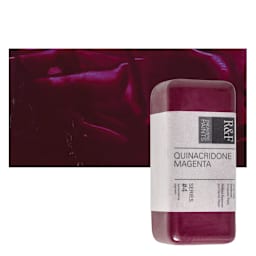 R&F Encaustic Paint Block - Quinacridone Magnenta, 104 ml block and swatch