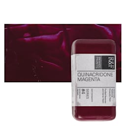 R&F Encaustic Paint Block - Quinacridone Magnenta, 40 ml block and swatch