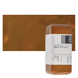 R&F Encaustic Paint Block - Raw Sienna, 104 ml block and swatch