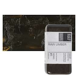 R&F Encaustic Paint Block - Raw Umber, 40 ml block and swatch