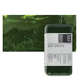 R&F Encaustic Paint Block - Sap Green, 40 ml block and swatch