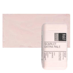 R&F Encaustic Paint Block - Scarlet Extra Pale, 40 ml block and swatch