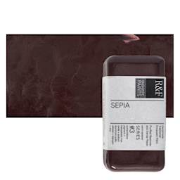 R&F Encaustic Paint Block - Sepia, 40 ml block and swatch