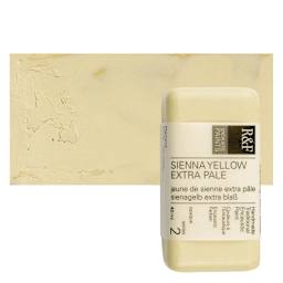 R&F Encaustic Paint Block - Sienna Yellow Extra Pale, 40 ml, Block and swatch