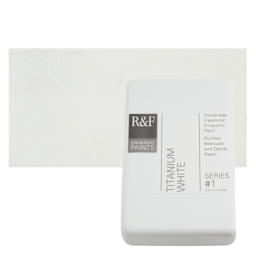 R&F Encaustic Paint Block - Titanium White, 333 ml block and swatch