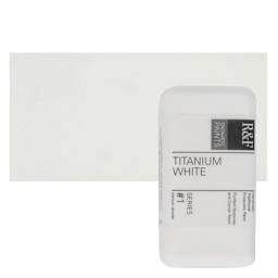 R&F Encaustic Paint Block - Titanium White, 40 ml block and swatch
