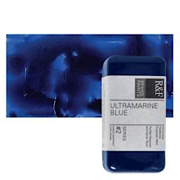 R&F Encaustic Paint Block - Ultramarine Blue, 40 ml block and swatch