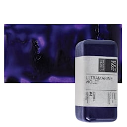 R&F Encaustic Paint Block - Ultramarine Violet, 104 ml block and swatch