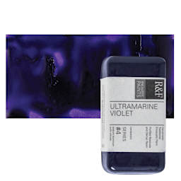 R&F Encaustic Paint Block - Ultramarine Violet, 40 ml block and swatch