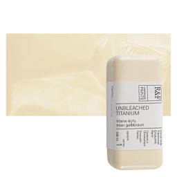 R&F Encaustic Paint Block - Unbleached Titanium, 104 ml block and swatch