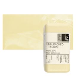 R&F Encaustic Paint Block - Unbleached Titanium, 40 ml block and swatch