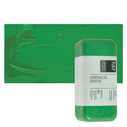 R&F Encaustic Paint Block - Veronese Green, 104 ml block and swatch
