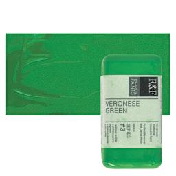 R&F Encaustic Paint Block - Veronese Green, 40 ml block and swatch