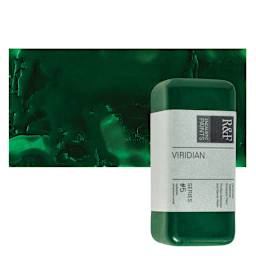 R&F Encaustic Paint Block - Viridian, 104 ml block and swatch