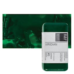 R&F Encaustic Paint Block - Viridian, 40 ml block and swatch