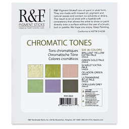 R&F Pigment Sticks - Chromatic Tones Set back of package