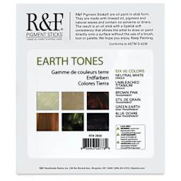 R&F Pigment Sticks - Earth Tones Set back of package