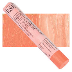R&F Pigment Stick - Cadmium Coral, 38 ml stick and swatch